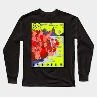 Retro Neon El Nopal Loteria Card Long Sleeve T-Shirt